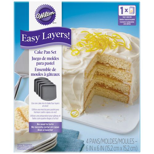 Wilton Backform Square Cake Pan Easy Layers 15cm Set/4 Wilton Backform Square Cake Pan Easy Layers 15cm Set/4