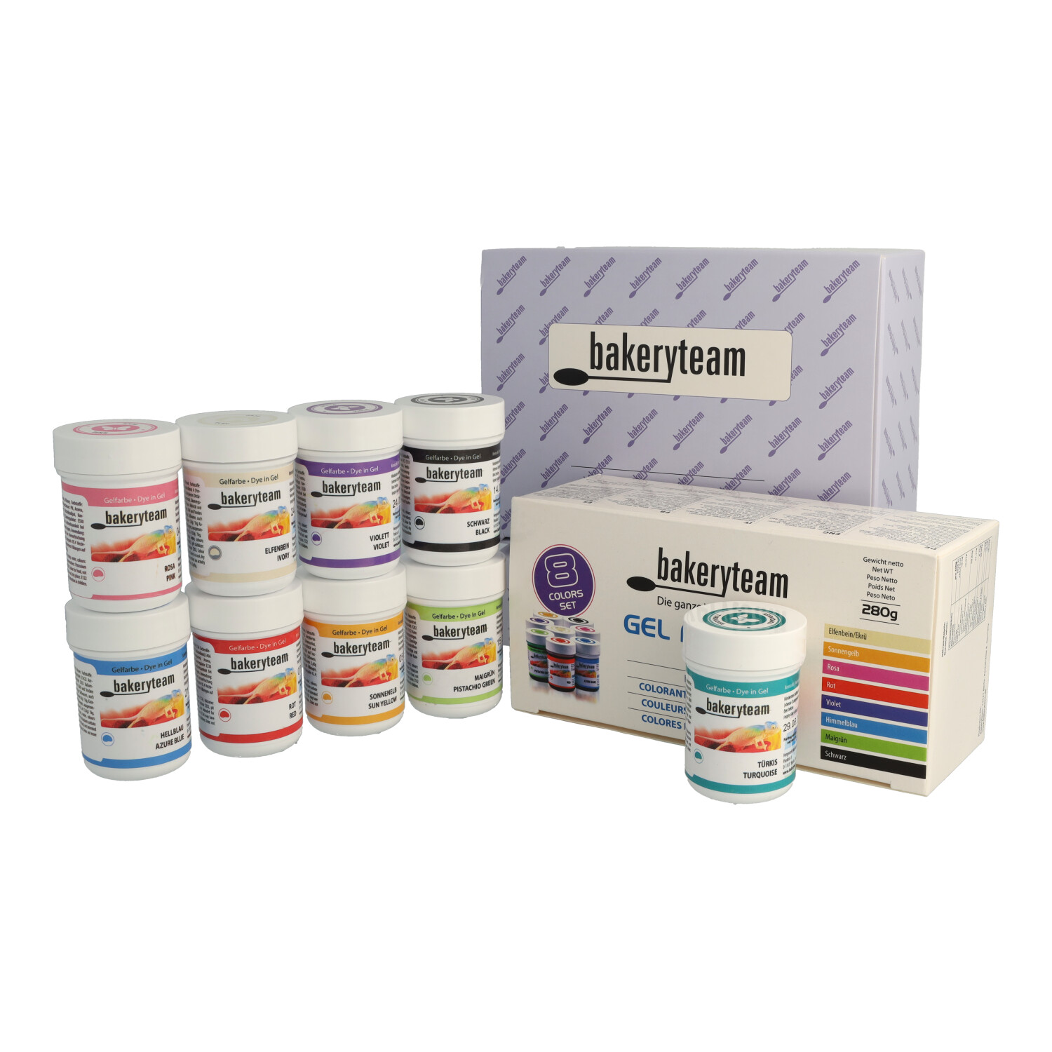 1-14002-bakeryteam Lebensmittelfarben Set 8x35g + Türkis-6