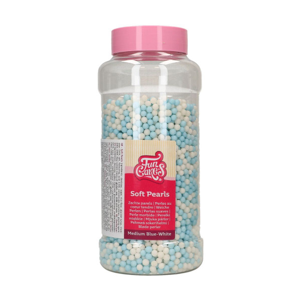 FunCakes Soft Pearls Medium Blau / Weiß 500 g