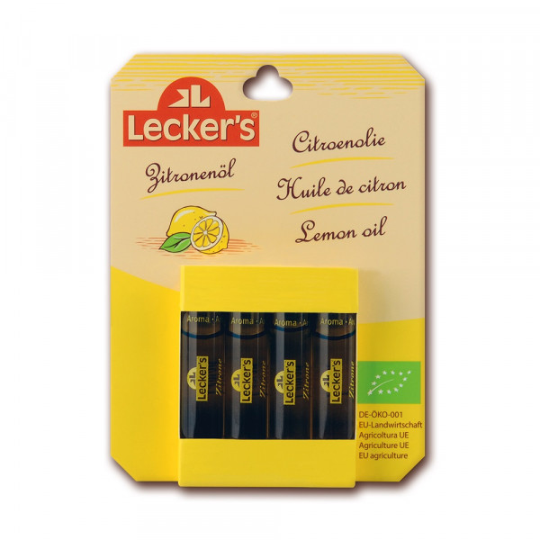 Lecker's Bio Zitronenöl (naturreines Aroma) 4 x 2ml