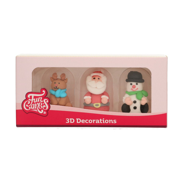 FunCakes Zucker Dekorationen 3D Weihnachtsfiguren Set/3