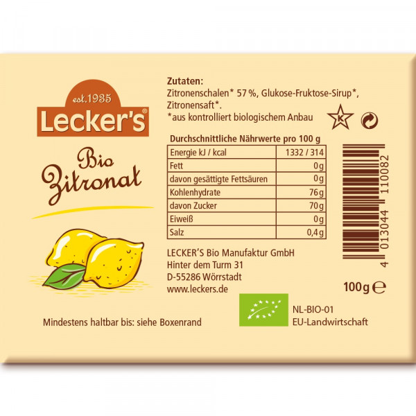 Lecker's Bio Zitronat 100g