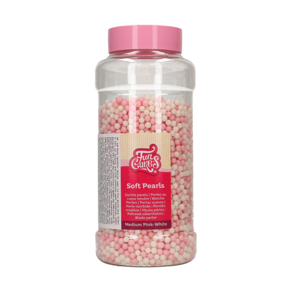 FunCakes Soft Pearls Medium Rosa / Weiß 500 g