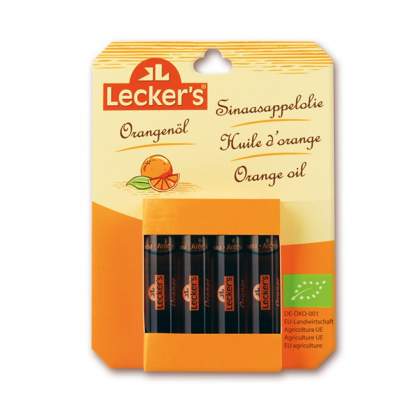 Lecker's Bio Orangenöl (naturreines Aroma) 4 x 2ml