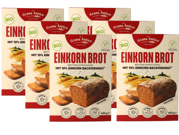 BIO-Einkorn-Backmischung aus Vollkorn-Einkornmehl 6x450 g