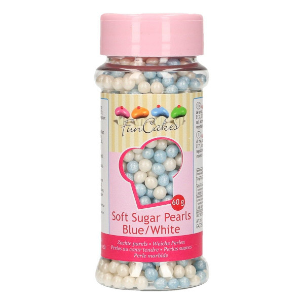 FunCakes Soft Pearls Blue/White 60g