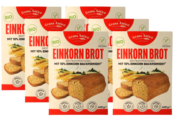 BIO-Einkorn-Backmischung aus hellem Einkornmehl 6x400 g