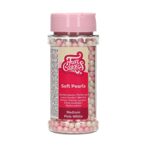 FunCakes Soft Pearls Medium Rosa / Weiß 60 g